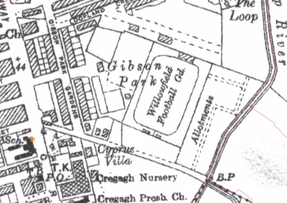 Belfast - Gibson Park : Map credit PRONI Northern Ireland maps